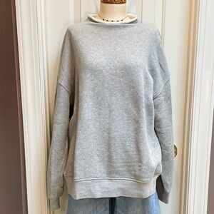 J.Crew Oversized 100% Cotton Grey Raw Hem Mockneck Sweatshirt